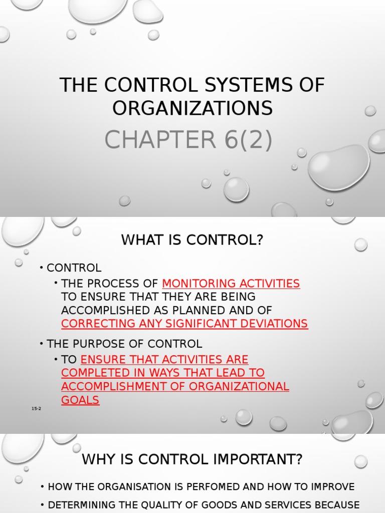 Organizational Control Systems Explained | PDF | Goal | Economies