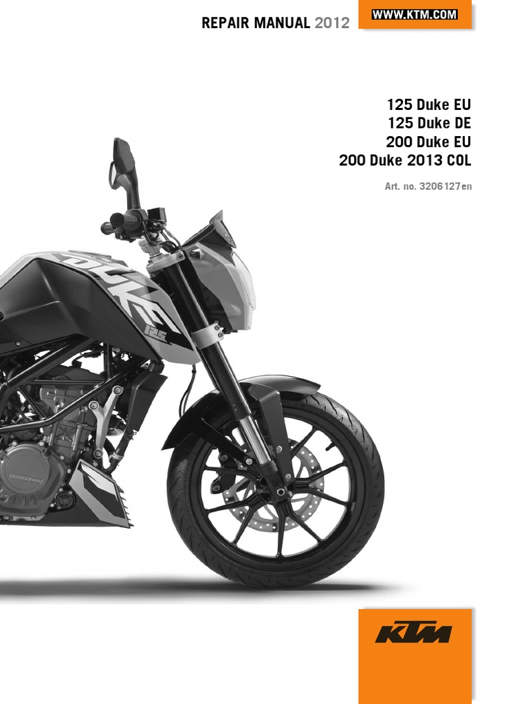 2012 Duke 125-200 Repair Manual | PDF | Transmission (Mechanics