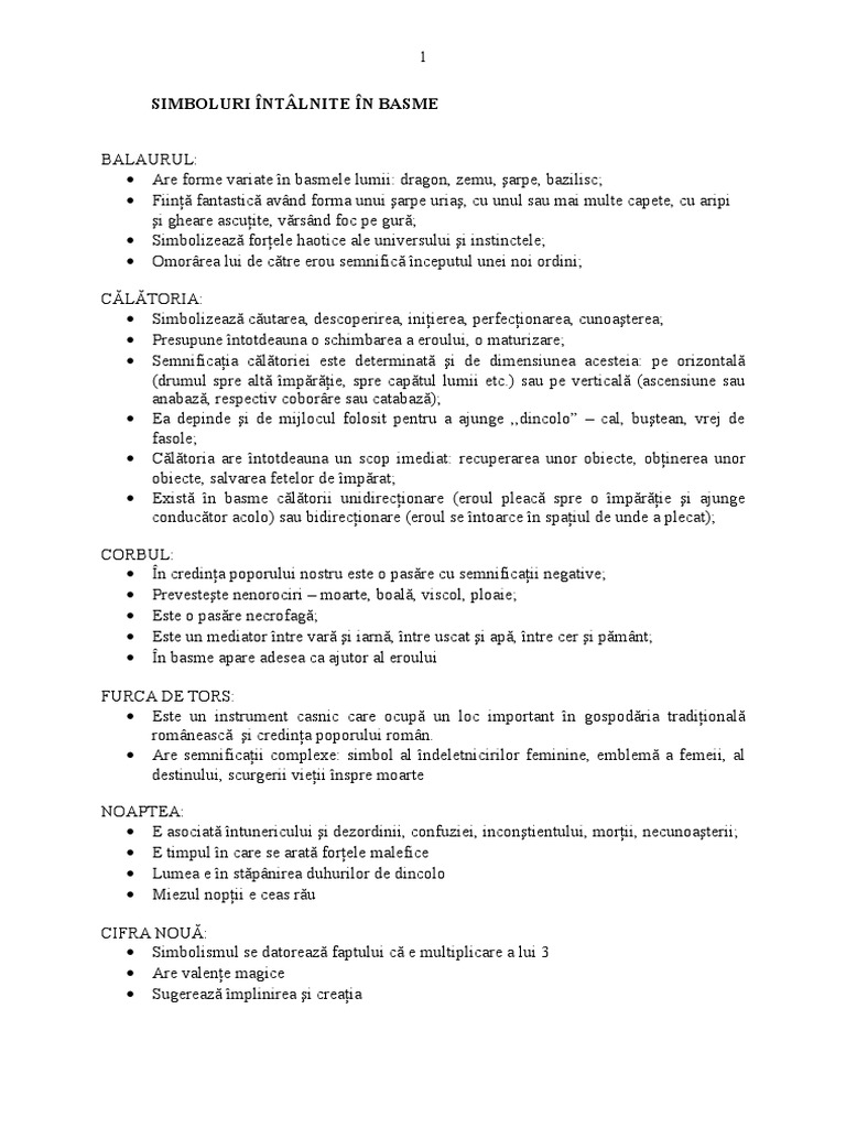Simboluri Intalnite in Basme | PDF