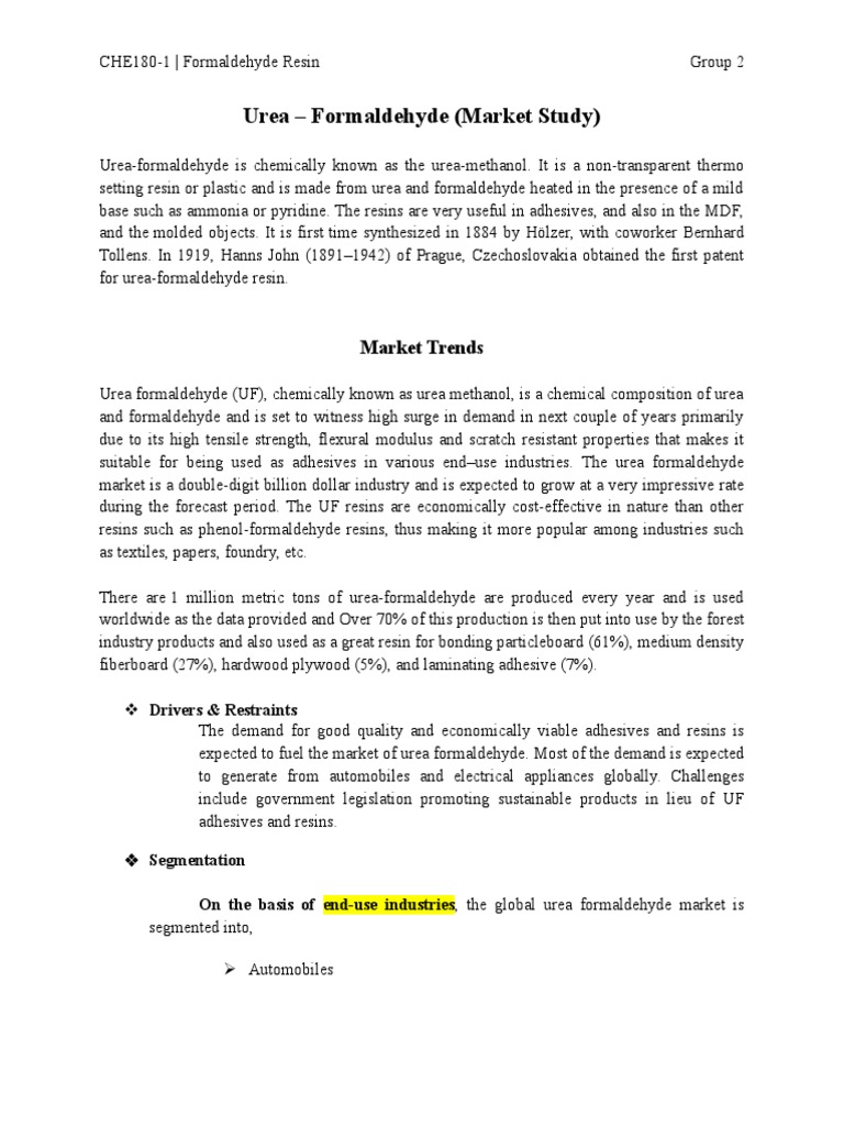 Urea Formaldehyde Resin PDF Materials Manmade Materials