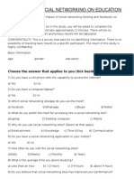 Effects of Social Networking On Education: Choose The Answer That Applies To You (Tick Beside Your Answer)