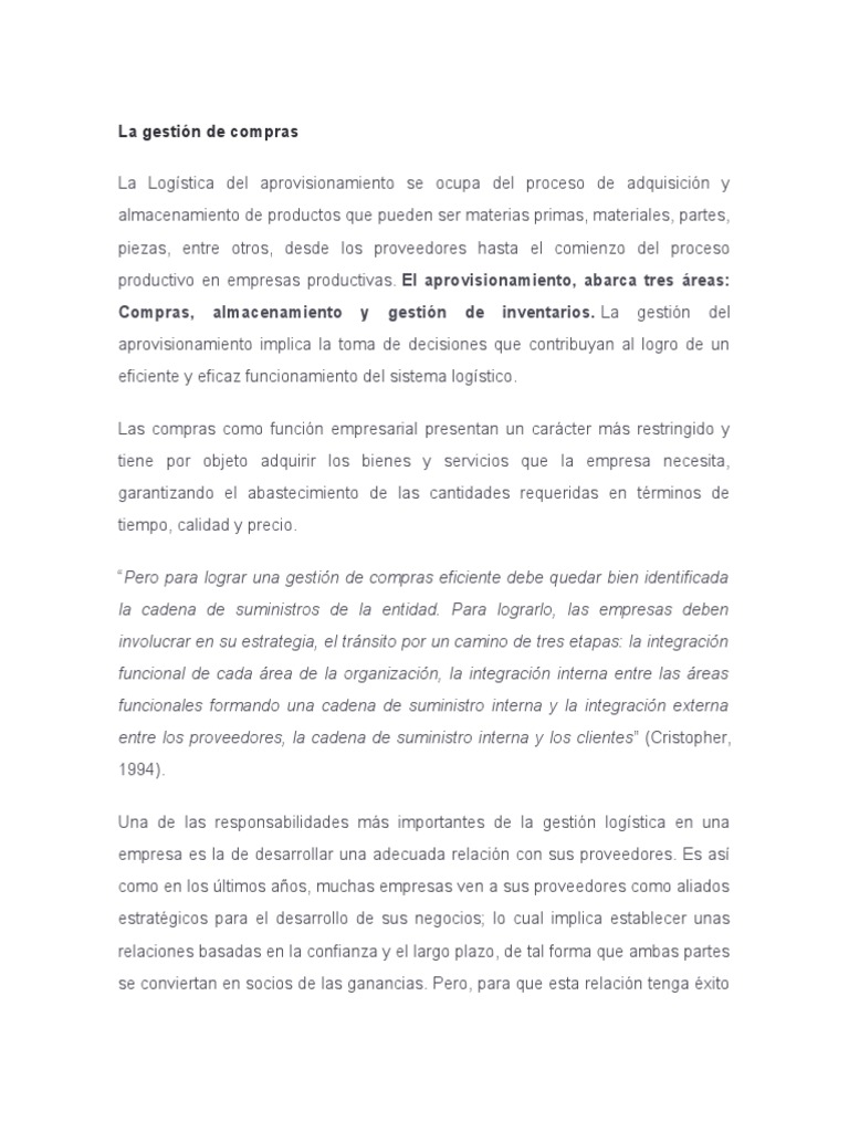 Gestión Eficiente de Compras y Almacenes | PDF | Logística | Almacén