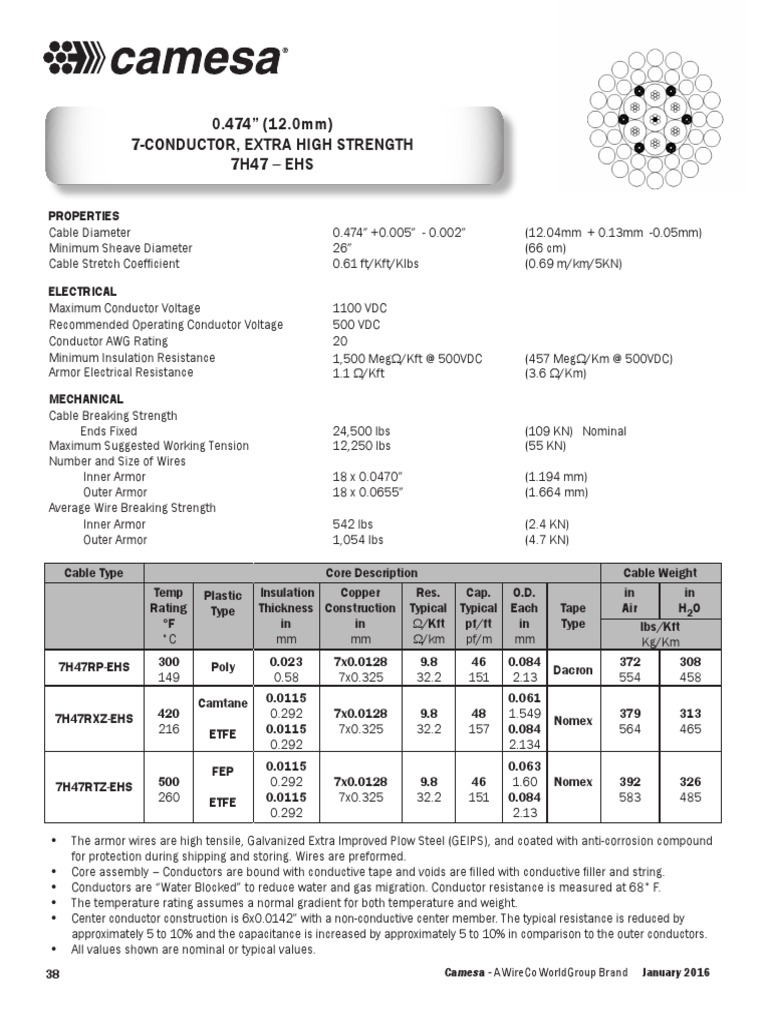 Camesa Cable Spec | PDF | Electrical Conductor | Insulator (Electricity)