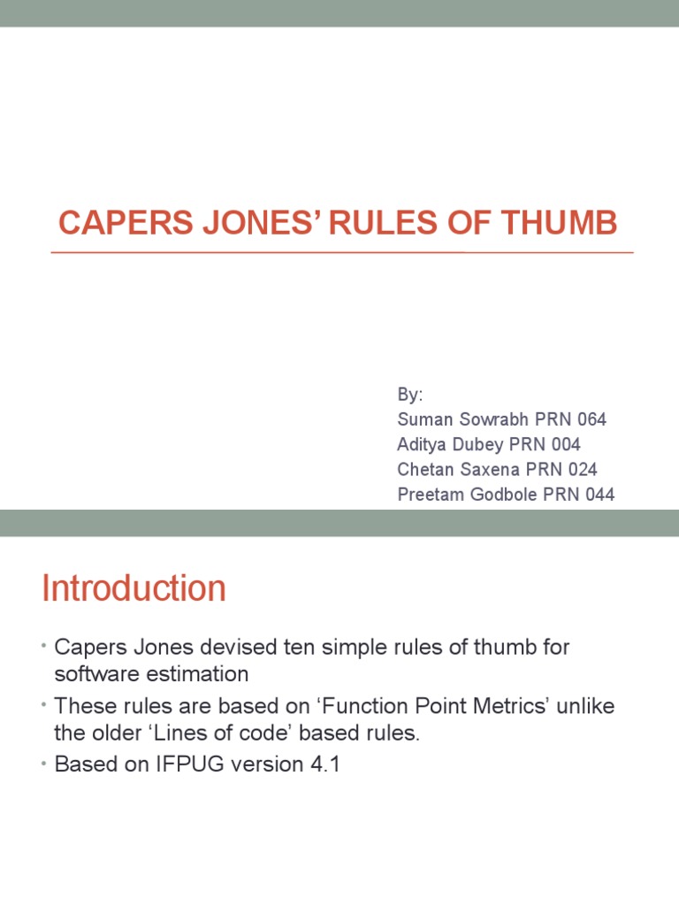 Caper Jones Rule of Thumb PDF Software Bug Software