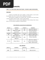 Prefixes and Suffixes. Theory and Exercises