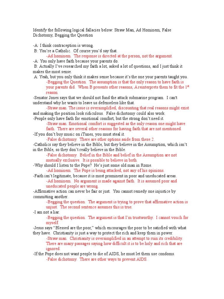 Apologetics Fallacies Worksheet Answers  PDF  Reason  Faith With Logical Fallacies Worksheet With Answers