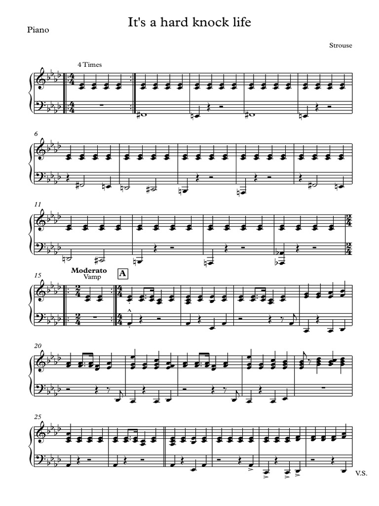 It's A Hard Knock Life Piano PDF