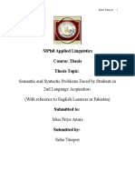 Semantic and Syntactic Problems Faced by Students in 2nd Language Acquisition