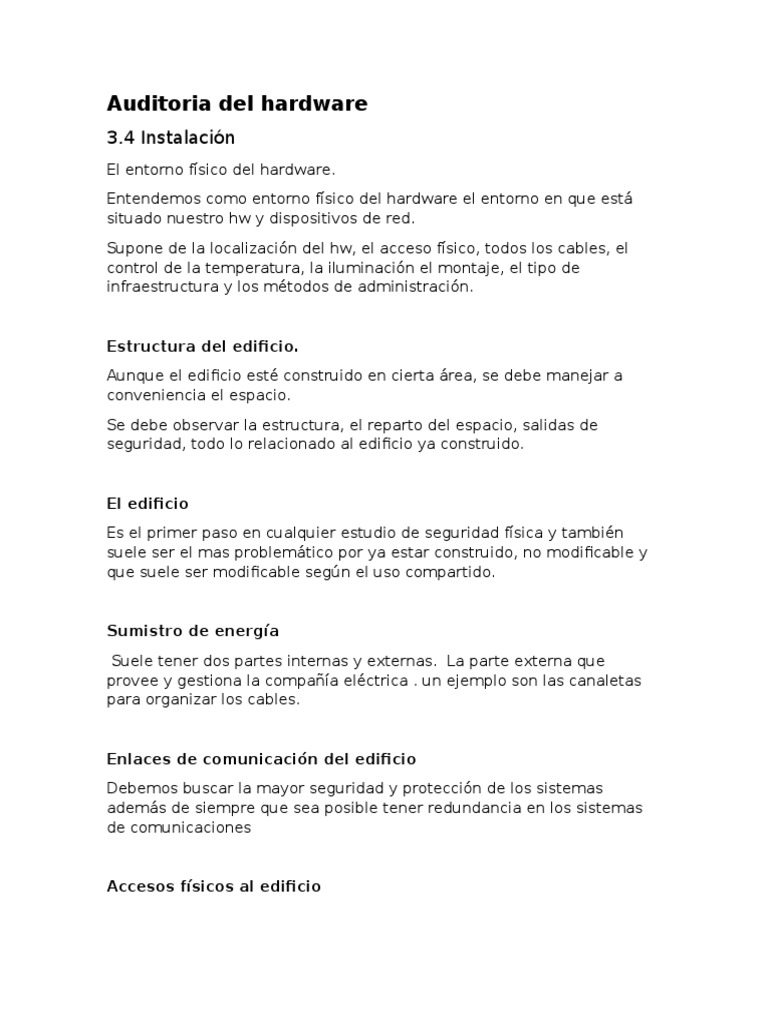 Auditoria Del Hardware | PDF | Hardware de la computadora | Usuario ...