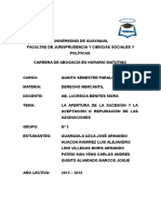 La Apertura de La Sucesión y La Aceptación o Repudiación de Las Asignaciones 