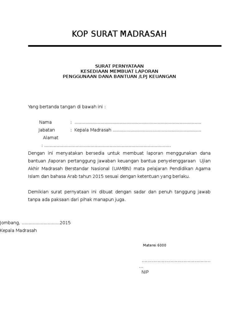 Contoh Surat Laporan Kaunseling