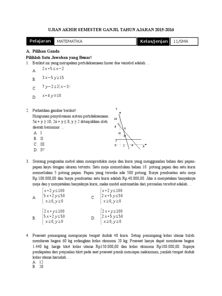 Kunci Jawaban Contoh Soal Matematika Kelas 10 Semester 1 Dan Penyelesaiannya Gudang Kunci