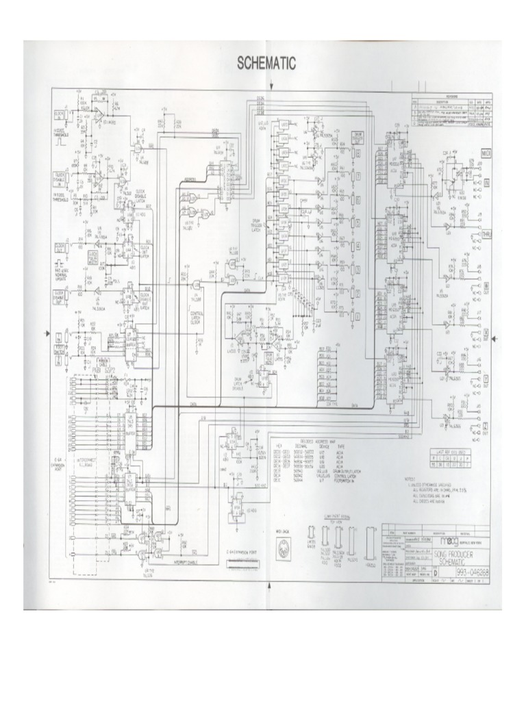 Moog Song Producer Commodore C64 MIDI Interface Schematic PDF
