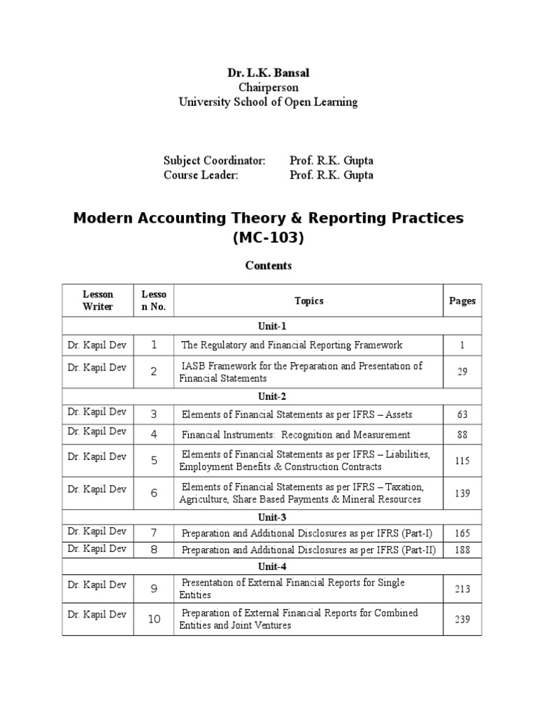 USOL Study Material PDF International Financial Reporting Standards