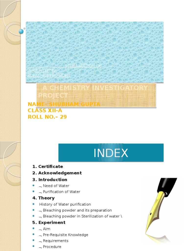sterilization of water using bleaching powder Water Purification Bleach