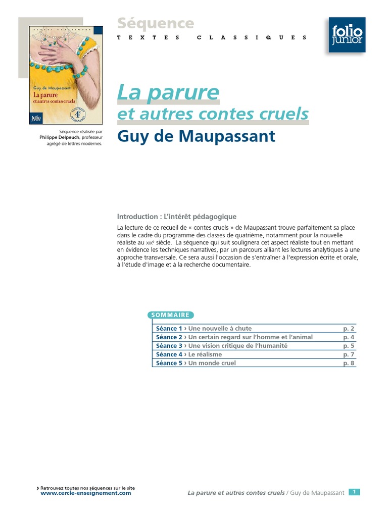 Parure Sequence Guy De Maupassant Realisme Litterature