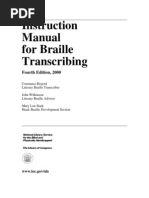 Download Instruction Manual for Braille Transcribing Fourth Edition 2000 by MBTF SN2957842 doc pdf