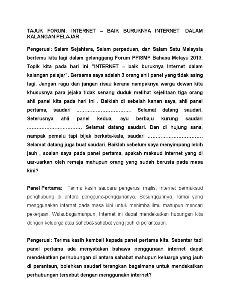 Contoh Teks Forum