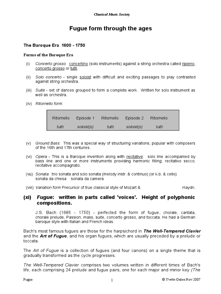 The Fugue Form And Style Through The Ages Download Free Pdf