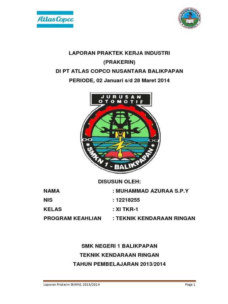 Contoh Laporan Pkl Smk Jurusan Tkr Barisan Contoh