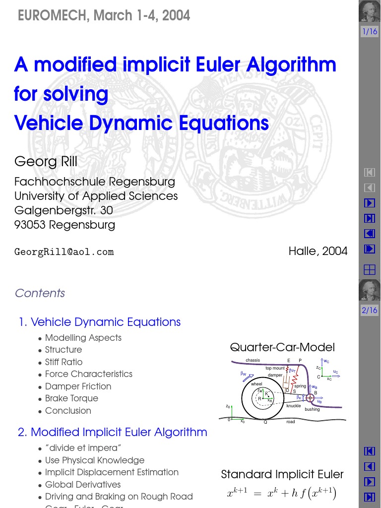 Modified Implicit Euler for Vehicle Dynamics | PDF | Torque | Vehicles
