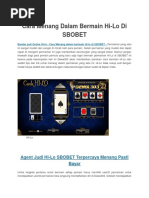 Download Cara Menang Dalam Bermain Hi-Lo Di SBOBET by DewaTigakosongtigaBet SN295814460 doc pdf