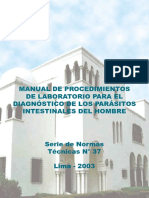 MANUAL DE PROCEDIMIENTOS DE LABORATORIO PARA EL DIAGNÓSTICO DE LOS PARÁSITOS  INTESTINALES DEL HOMBRE Serie de Normas Técnicas N° 37