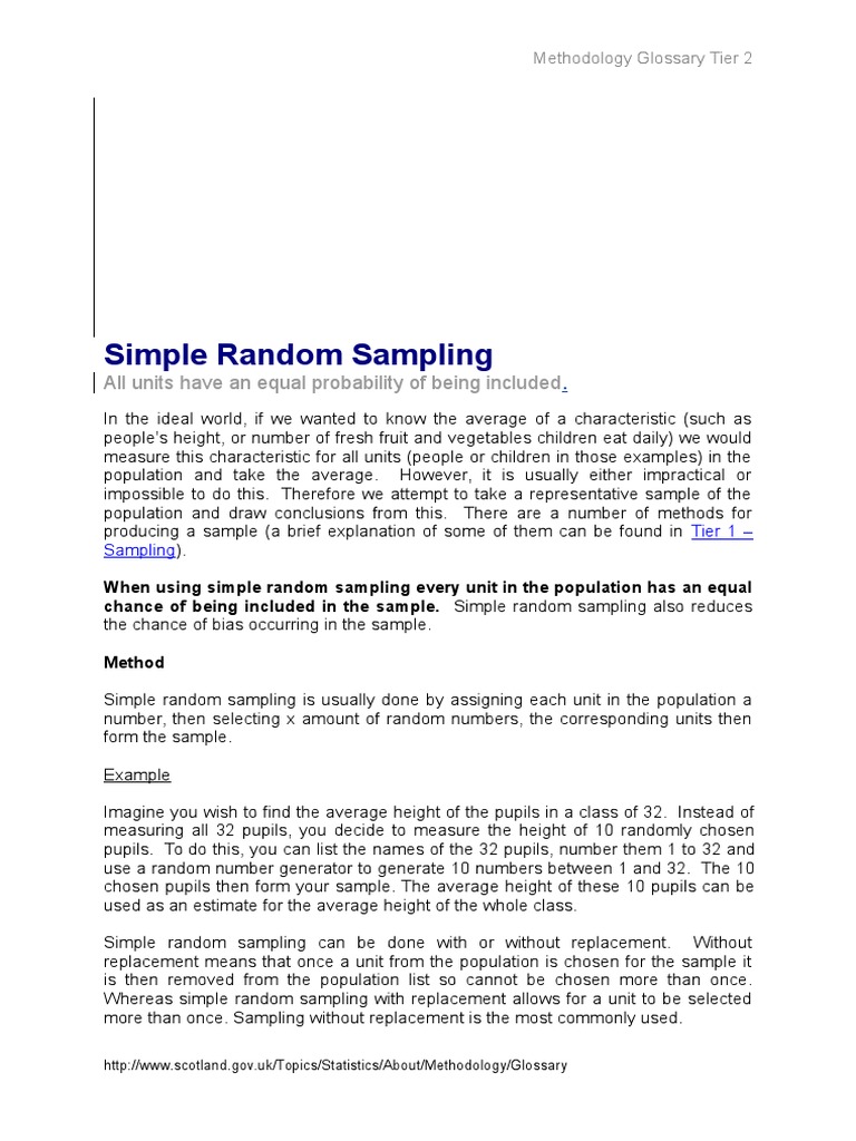 Simple Random Sampling | PDF
