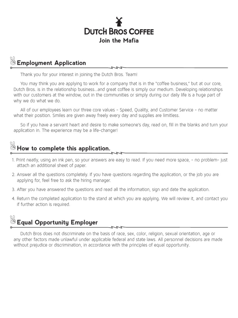 Remington Jensen Dutch Bros Application.pdf At Will Employment