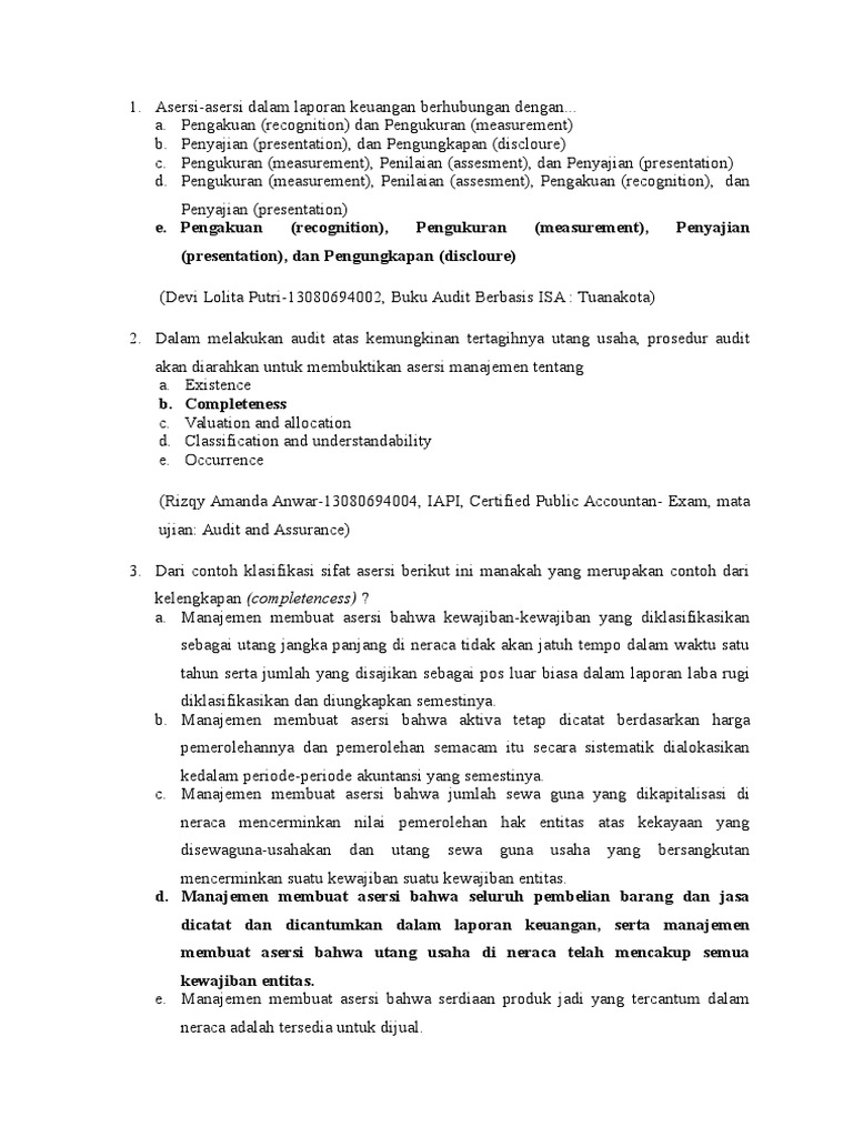Revisi Kumpulan Soal Audit S1 Ak 13 B