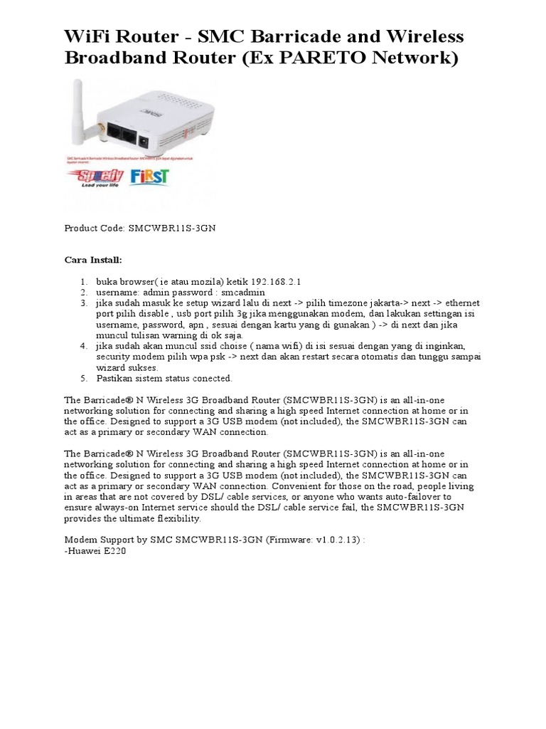 SMC Barricade Router Setup Guide | PDF | Computers