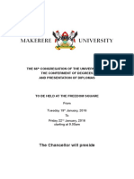 Makerere University 66th Graduation List For Wednesday 20th January 2016