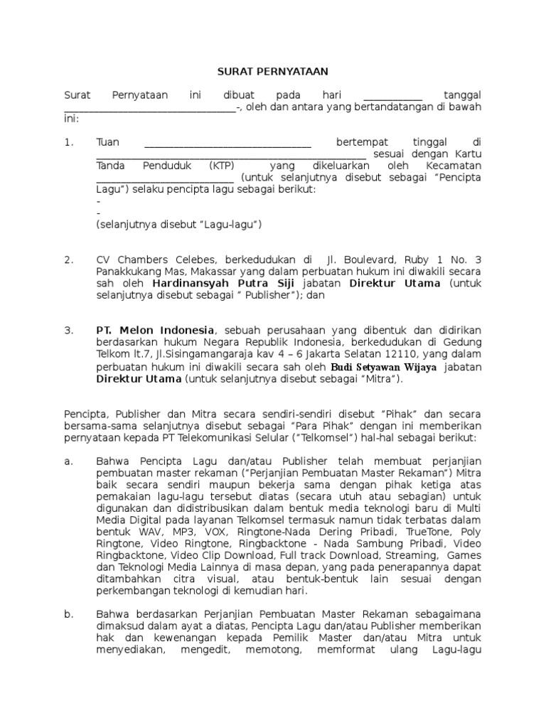 Surat Pernyataan Pencipta