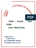 Year: G.N.M. Iiird Year File: Practical: Mr. Ramakant Verma