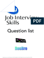 Job Interview Skills Question List