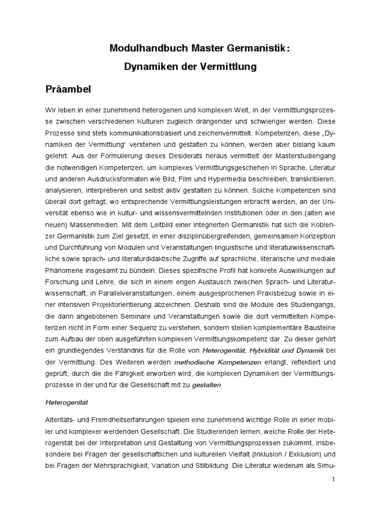 Modulhandbuch Master Germanistik