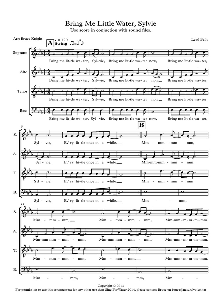 Bring Me Little Water, Sylvie Full Score Vocal Music Musical