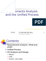 Requirements Analysis and The Unified Process: 9/3/01 CS 406 Fall 2001 Req Uirements Analysis 1