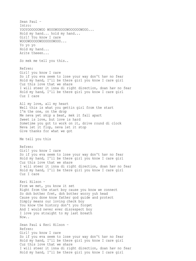 Sean Paul Feat. Keri Hilson Hold My Hand lyrics