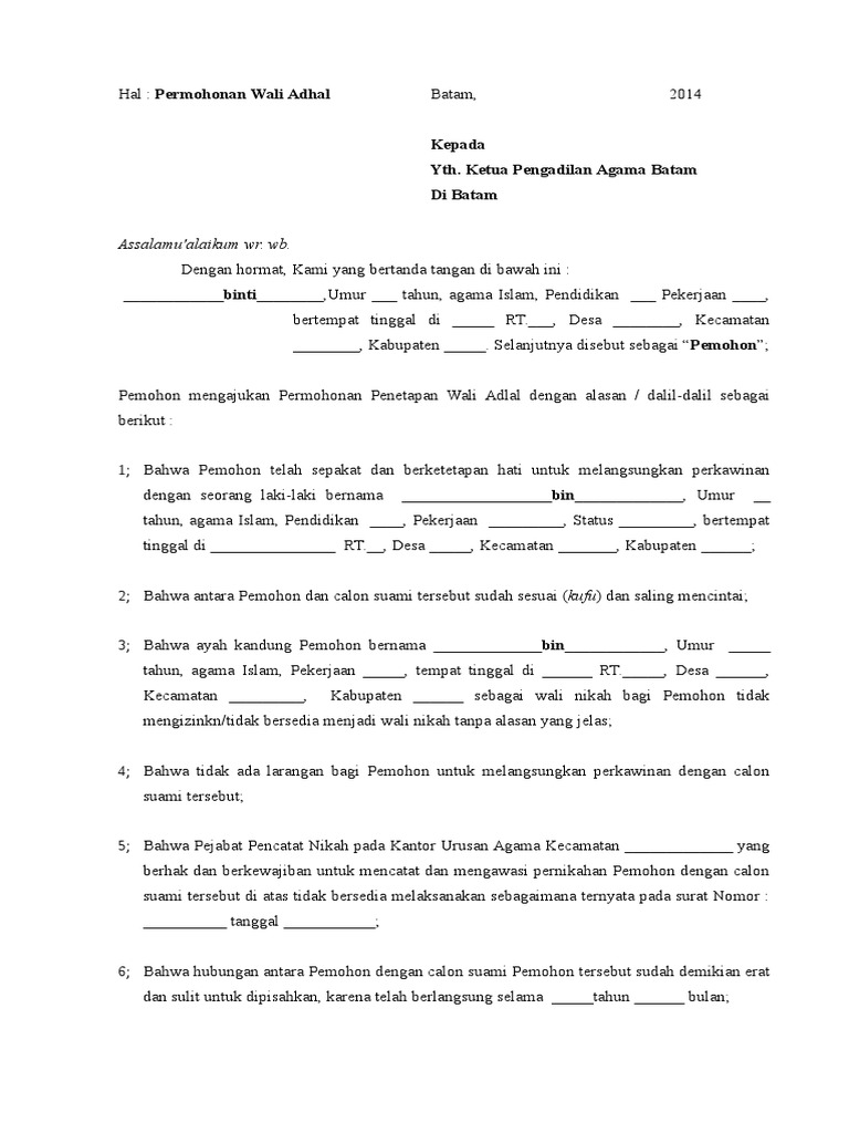 Formulir Wali Adhol Pdf