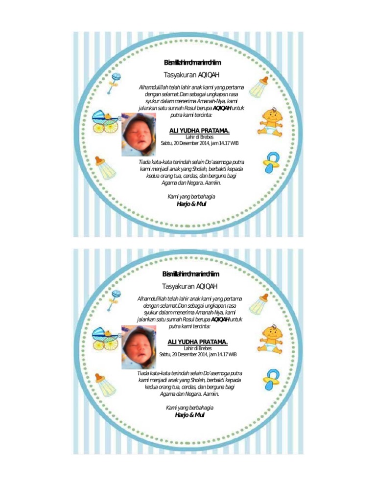 42 Contoh Undangan Aqiqah Orang Tua Gratis Terbaru