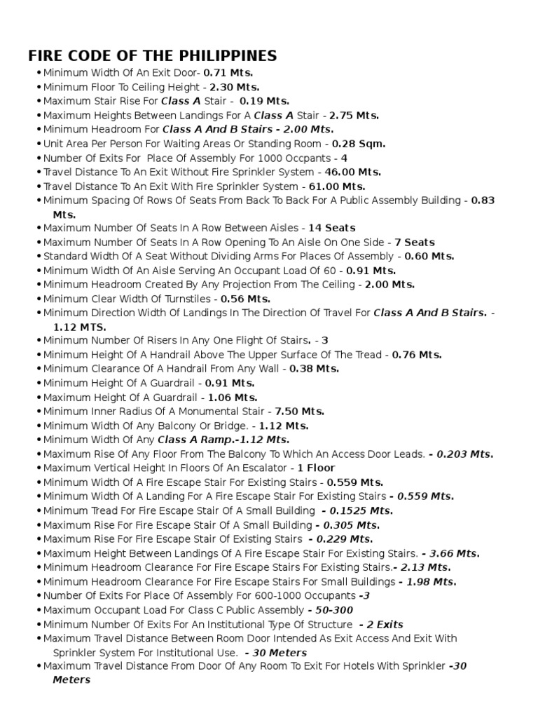 Fire Code of The Philippines Meters PDF Stairs Apartment