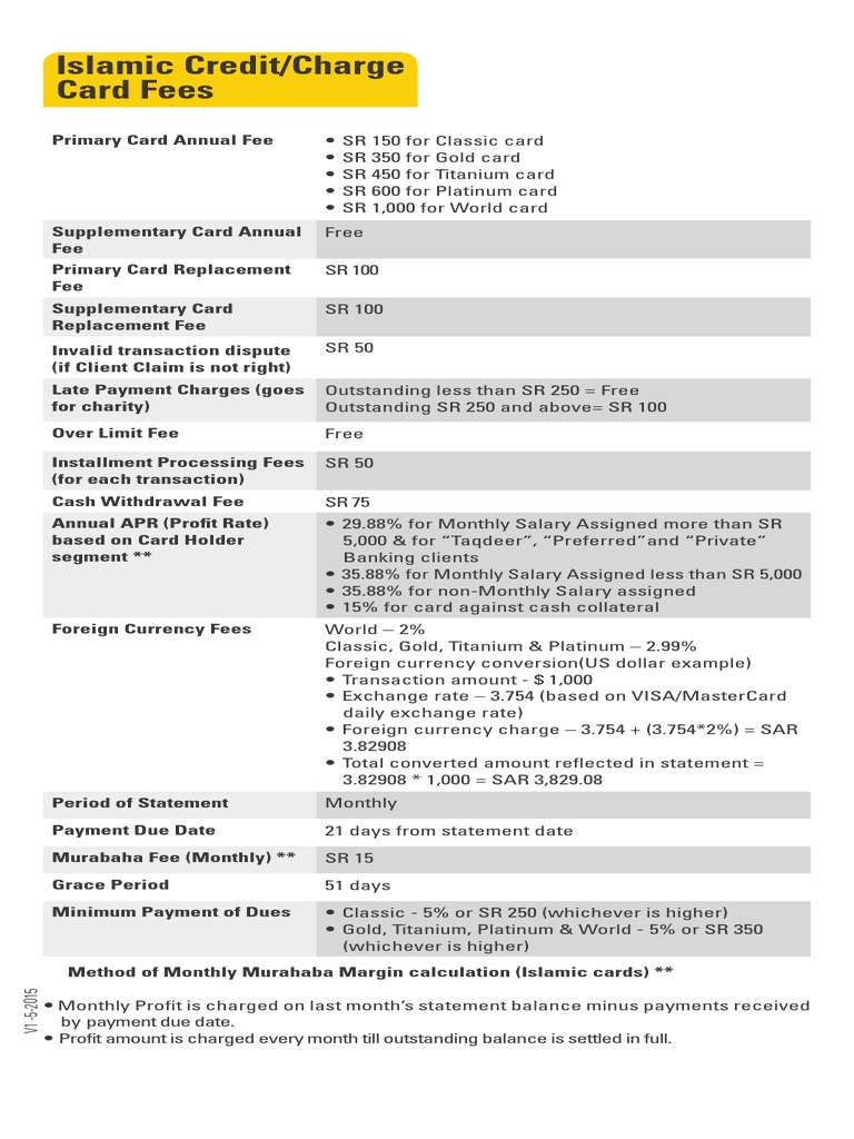 Credit Card Fees and Charge Leaflet 17032014 En | Financial Transaction | Payments