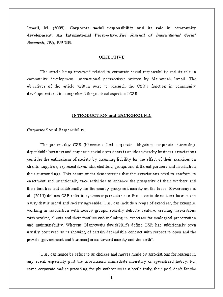 CSR's Impact on Community Development | PDF | Corporate Social ...