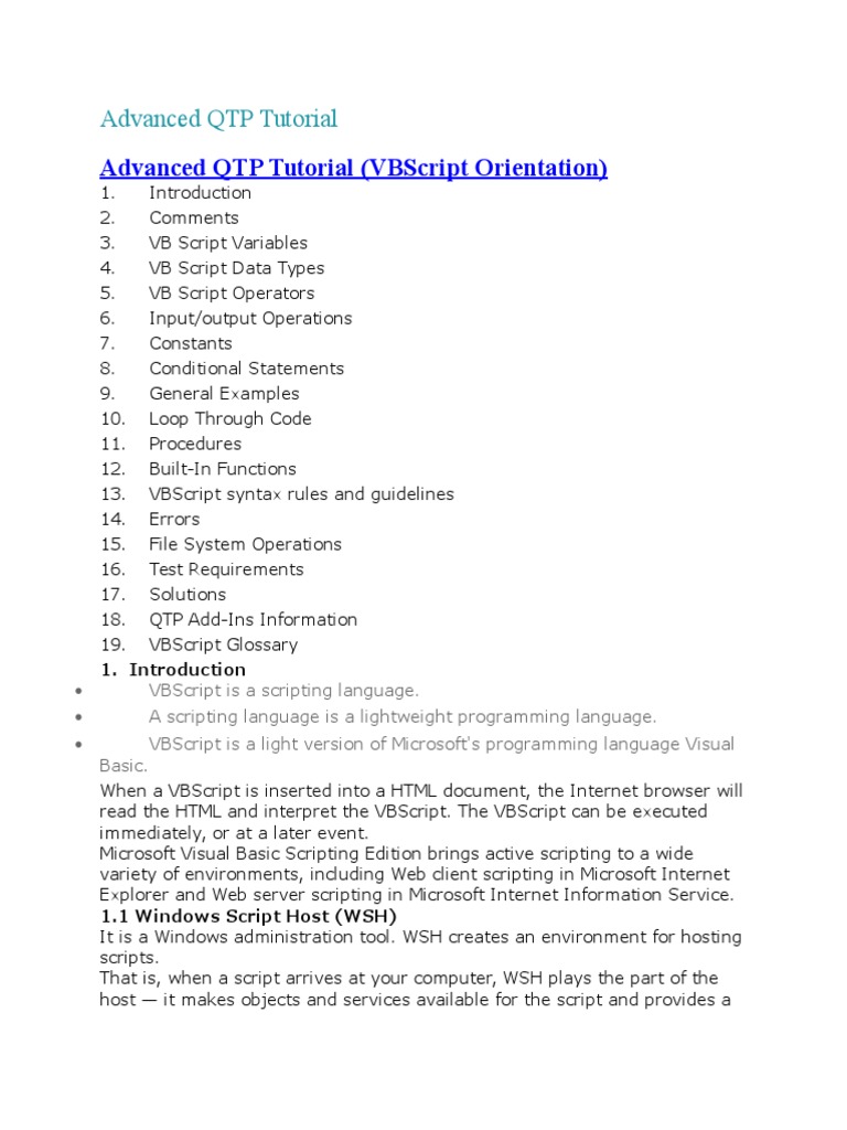Advanced QTP Tutorial | PDF | Scripting Language | Array Data Type