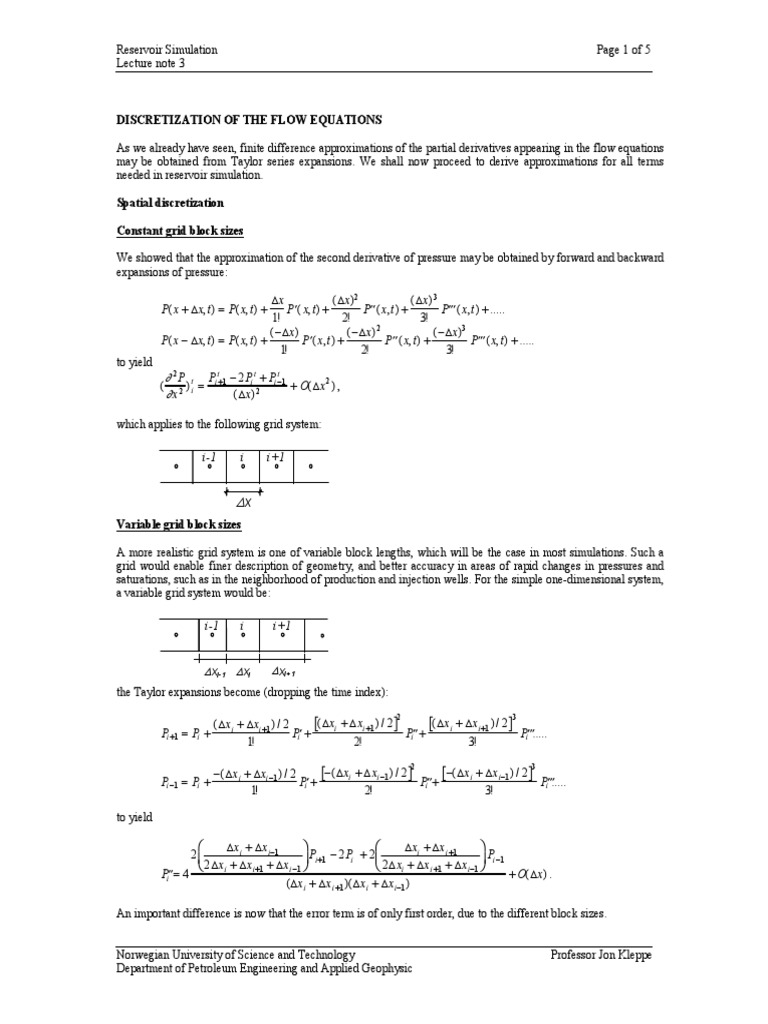 Discretization of The Flow Equations | PDF | Equations | Mathematical ...
