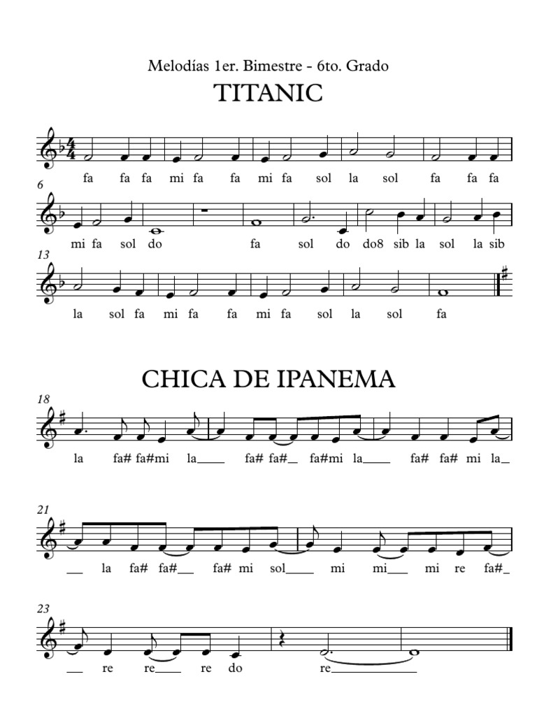 Partituras Flauta Dulce - 6to. Primaria | PDF
