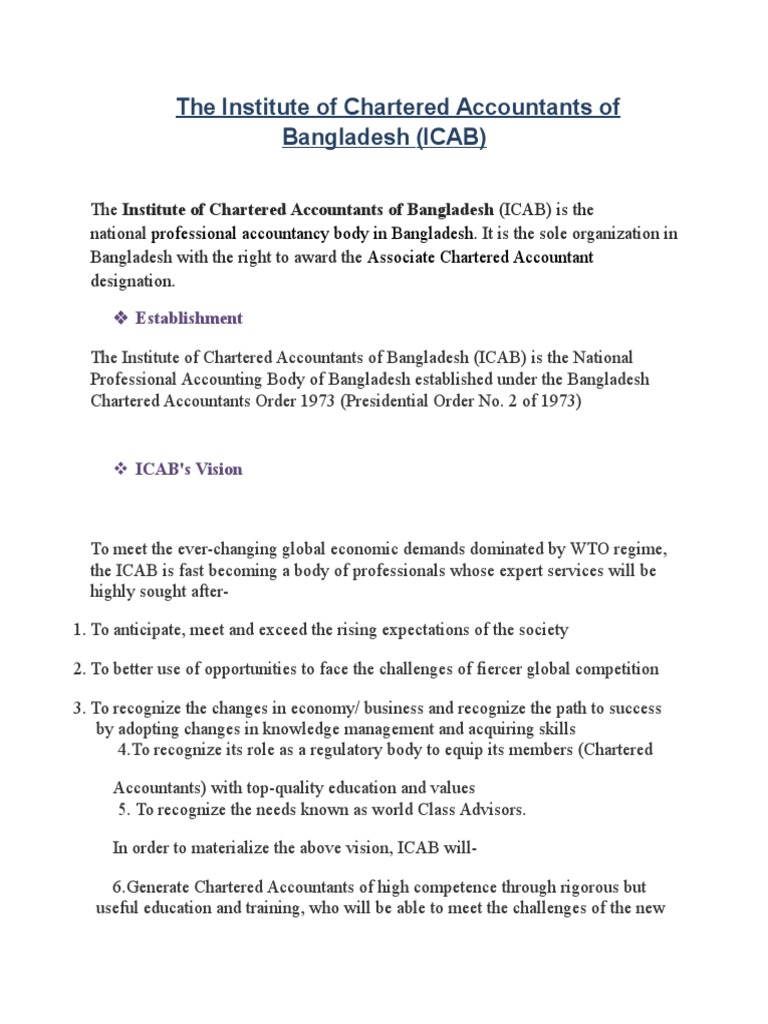 An Overview of the Institute of Chartered Accountants of Bangladesh