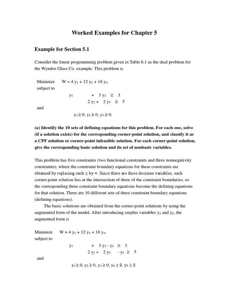 Worked Examples 05 - Operations Research | PDF | Equations | Analysis