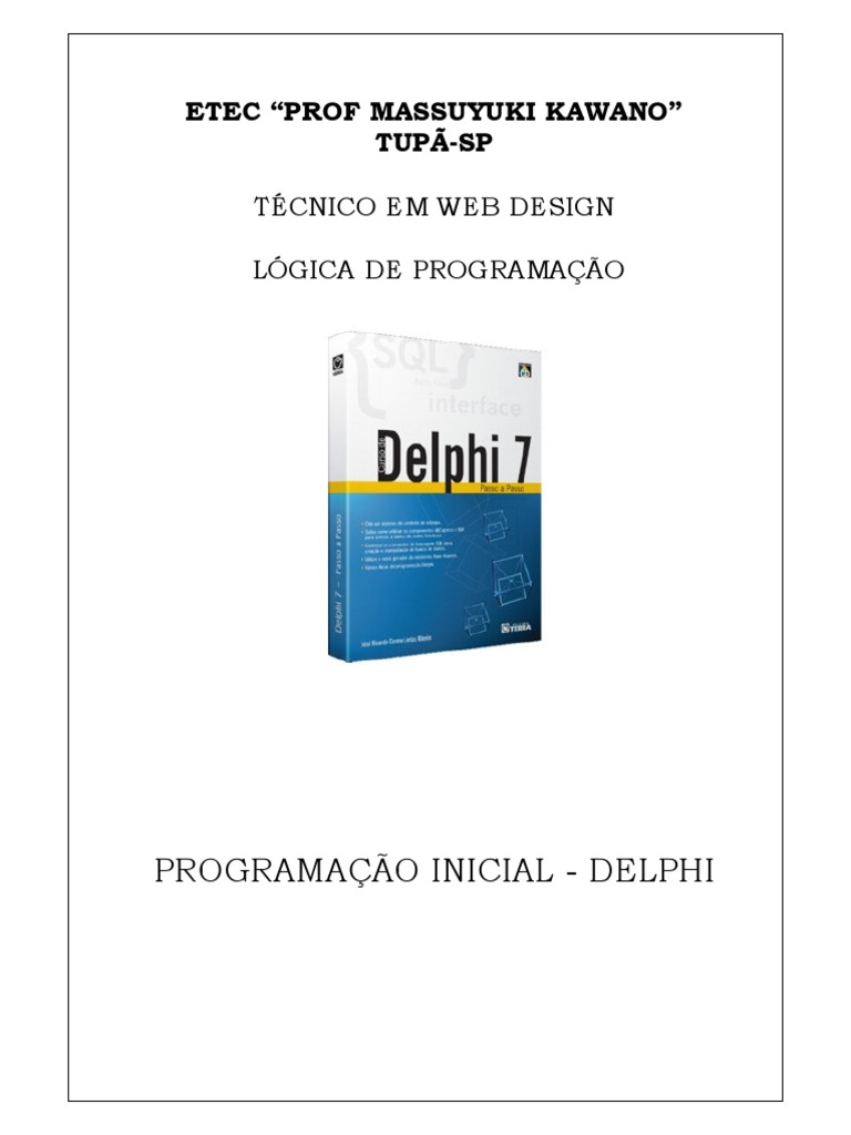 Programação Inicial - Delphi | PDF | Janela (informática) | Microsoft ...